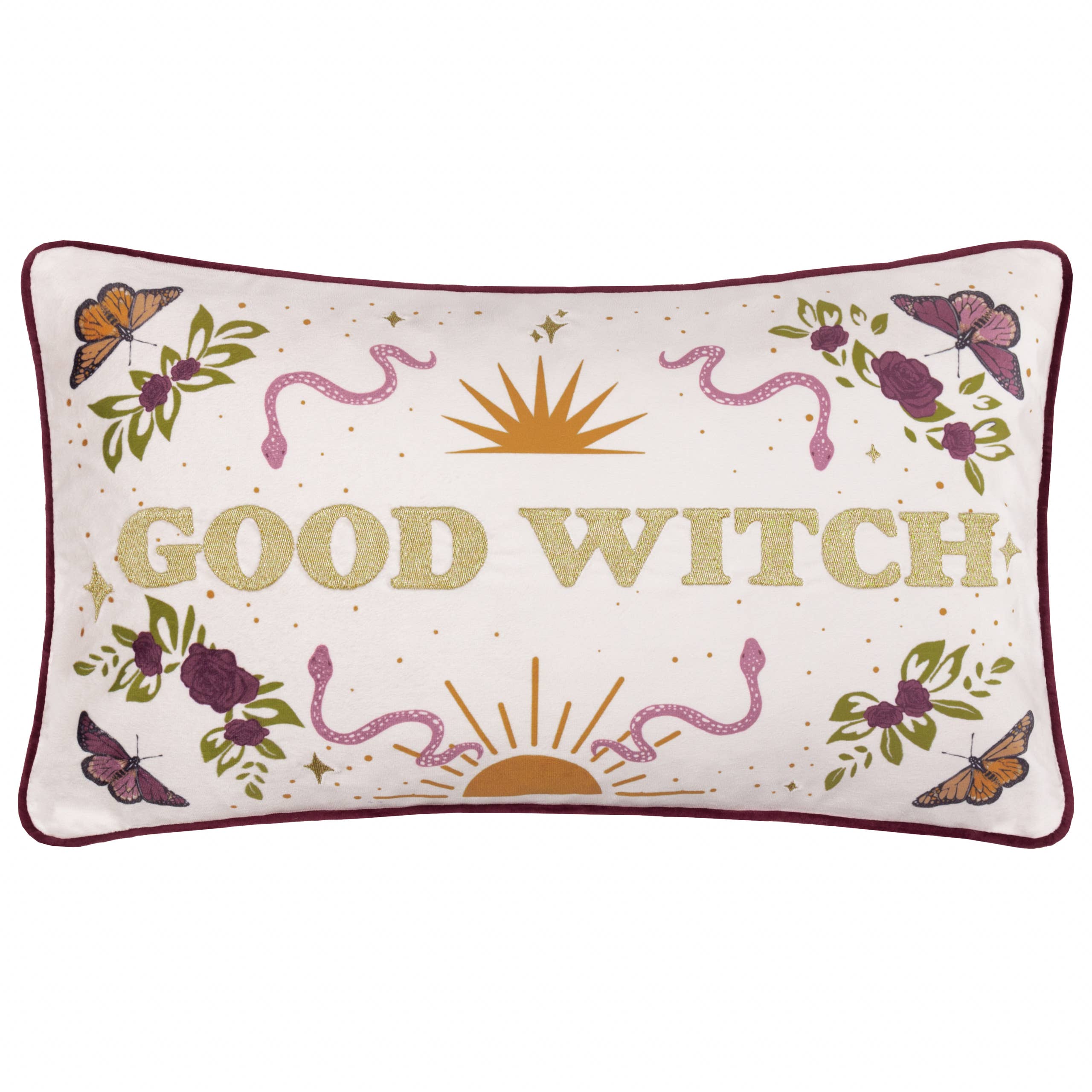 Besticktes Samtkissen Good Witch