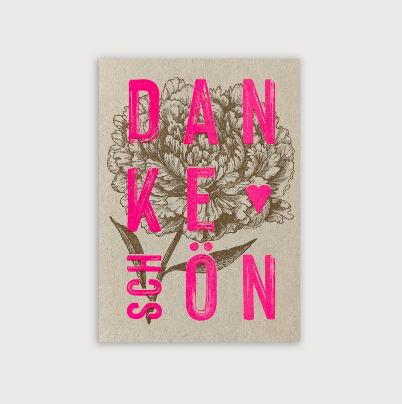 Postkarte / Typo / Dankeschön / Pflanzenfarbe / Ökopapier