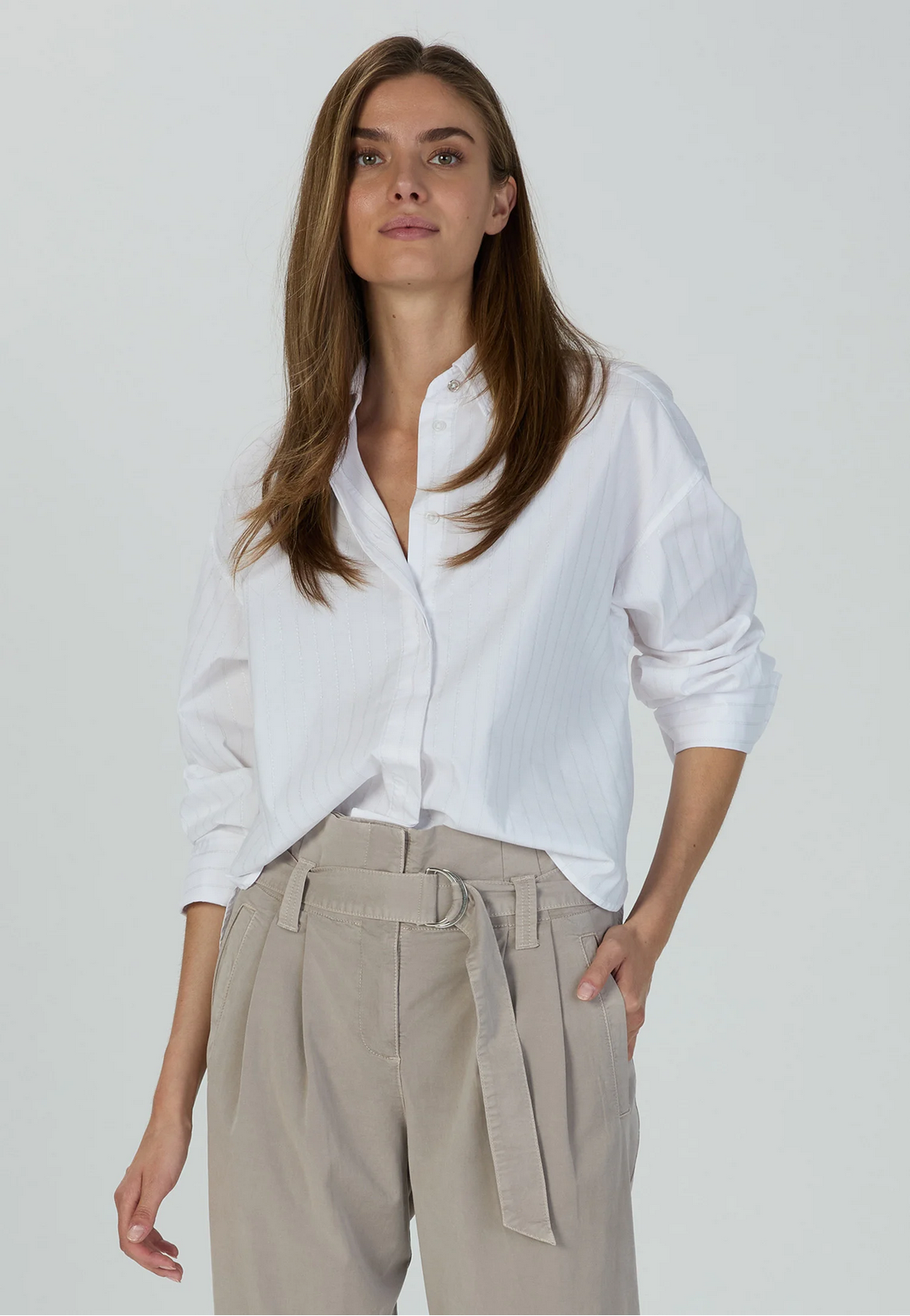 Bluse mit Lurexstreifen Streifen Silber