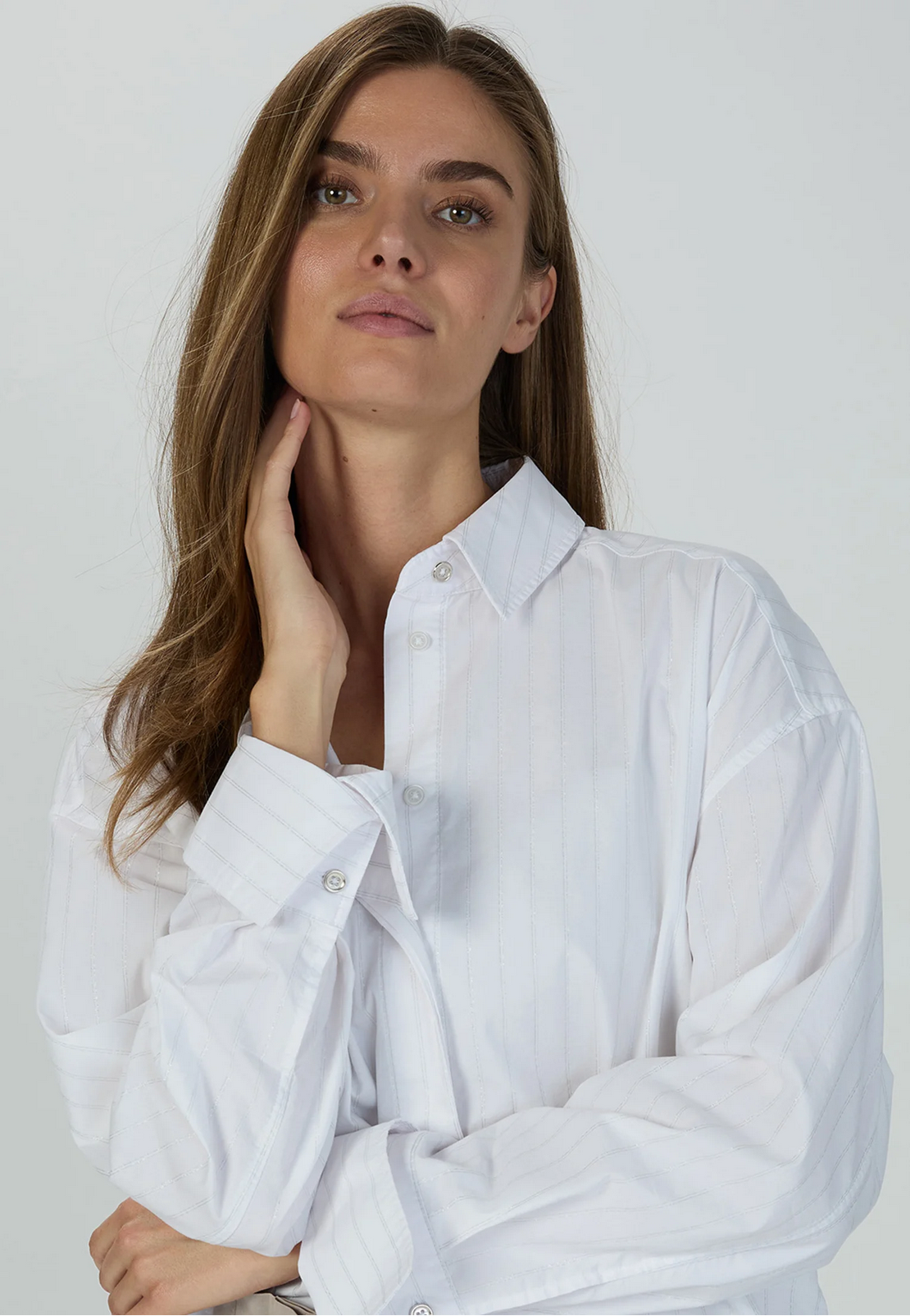 Bluse mit Lurexstreifen Streifen Silber