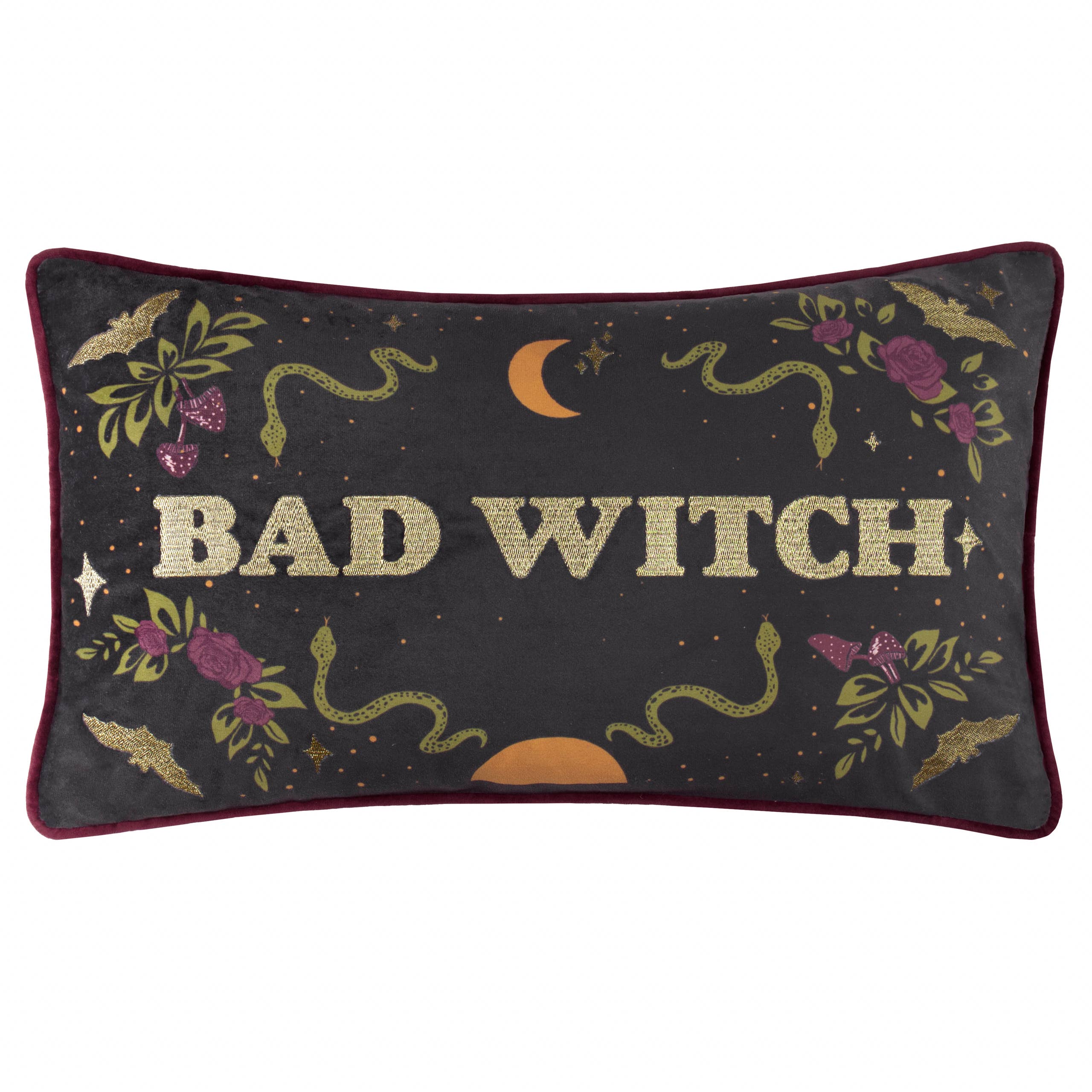 Besticktes Samtkissen Bad Witch