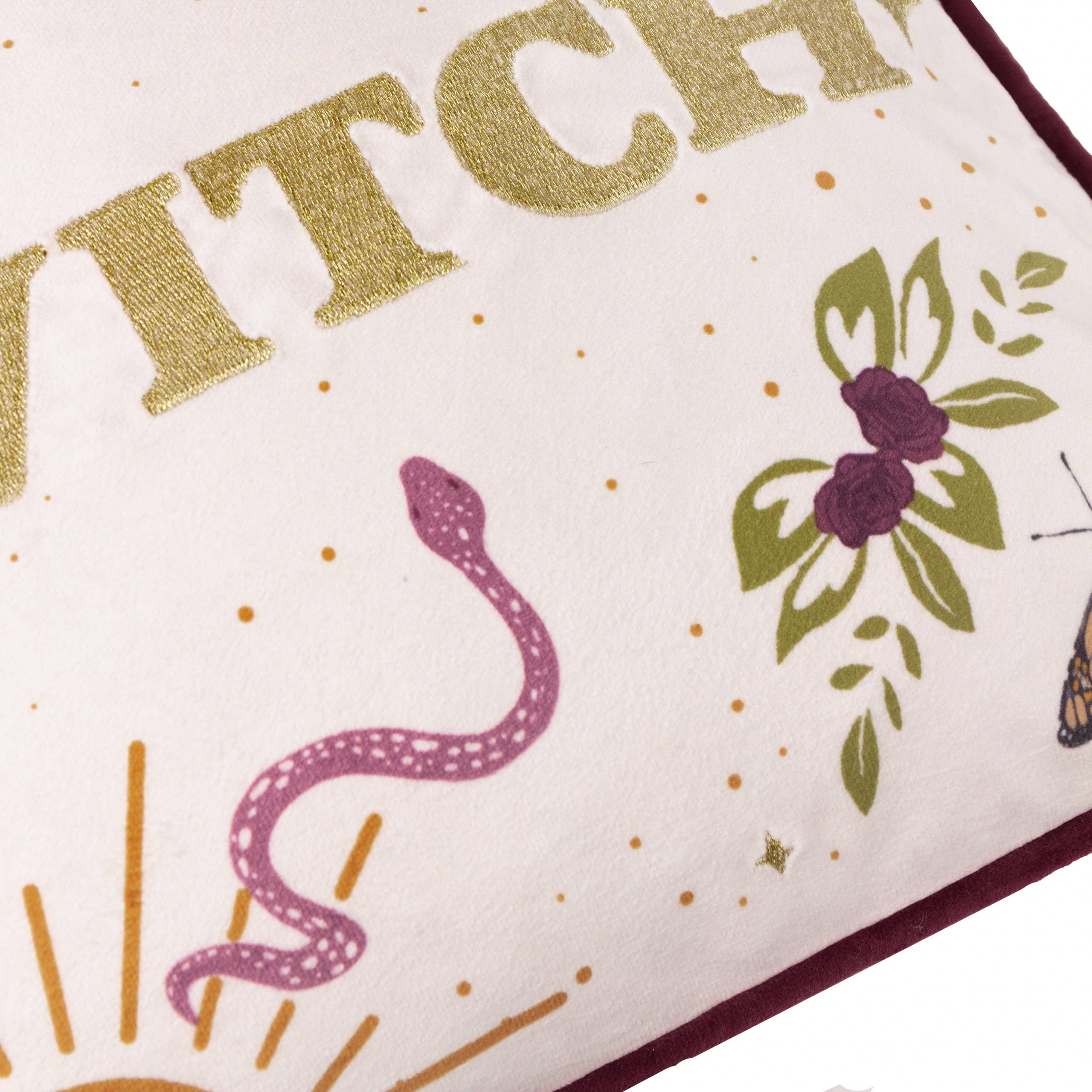 Besticktes Samtkissen Good Witch