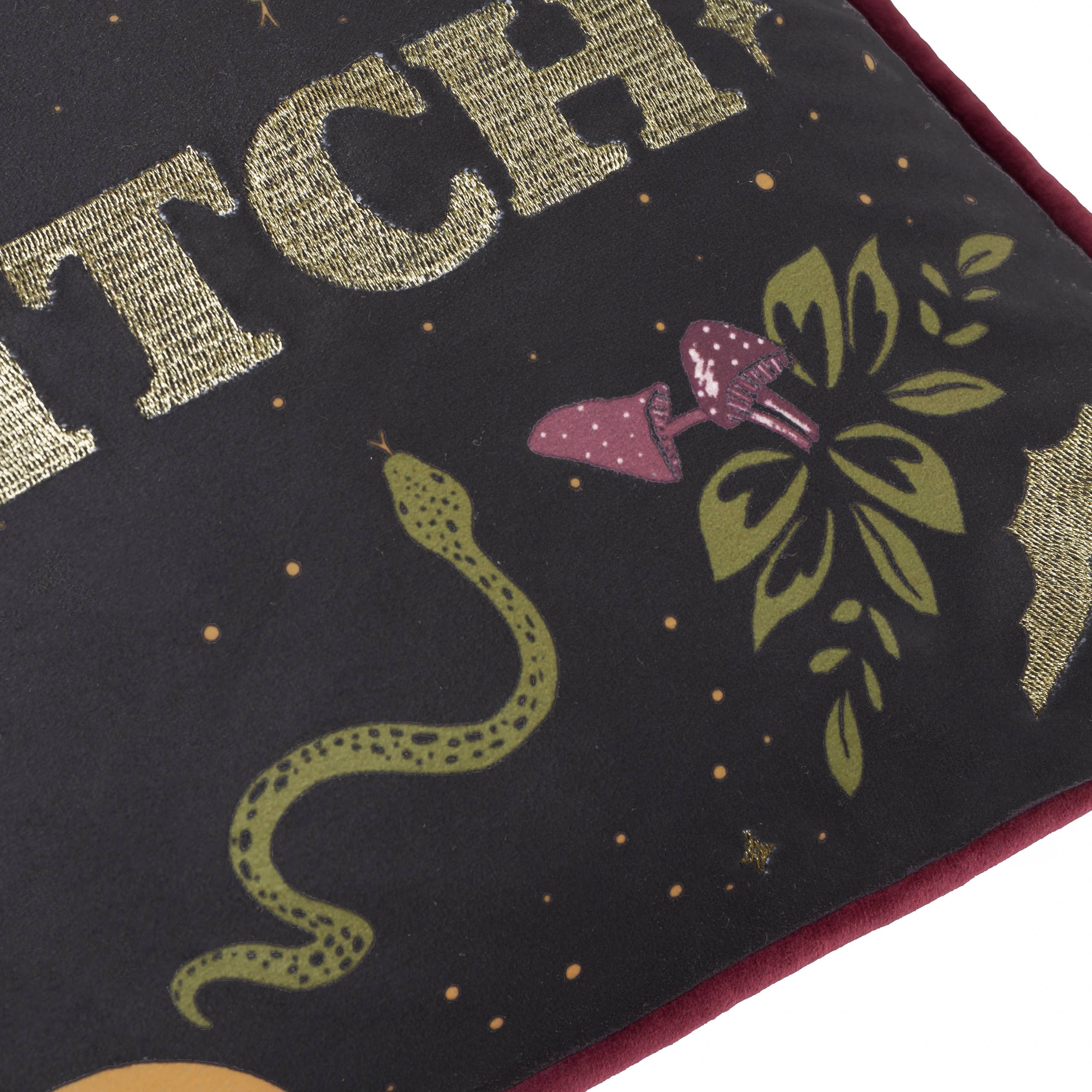 Besticktes Samtkissen Bad Witch