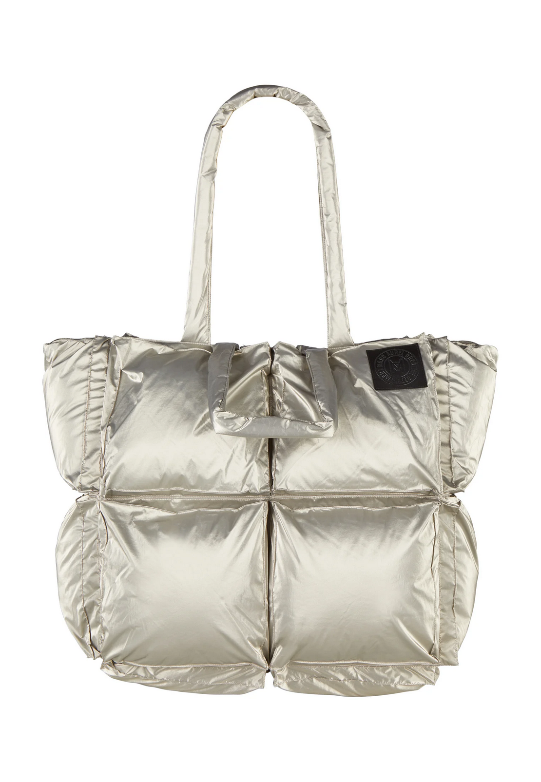 Puffer-Tasche im Metallic-Look