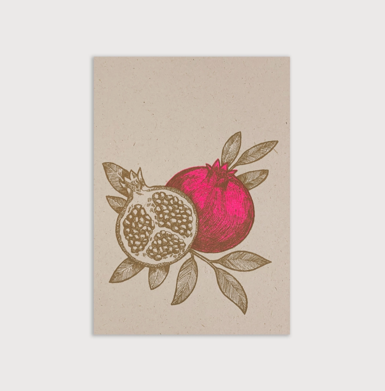 Postkarte / Granatapfel-Frucht / Pflanzenfarbe / Ökopapier