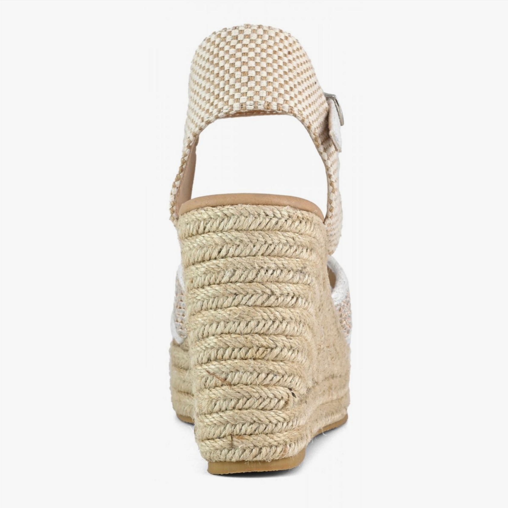 Jute Wedges aus laminiertem Raffiabast