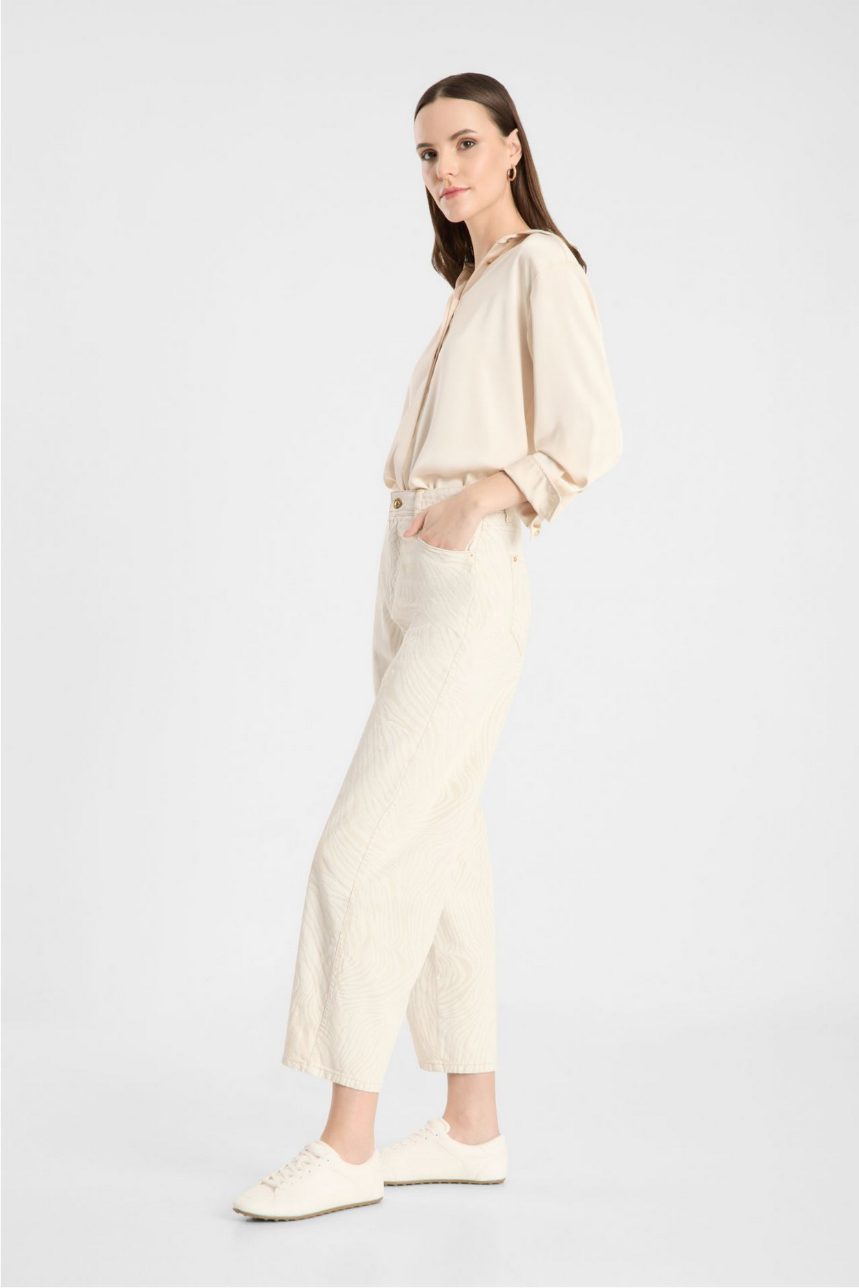 Hanni 7/8 Ecru Zebra Denim Foil