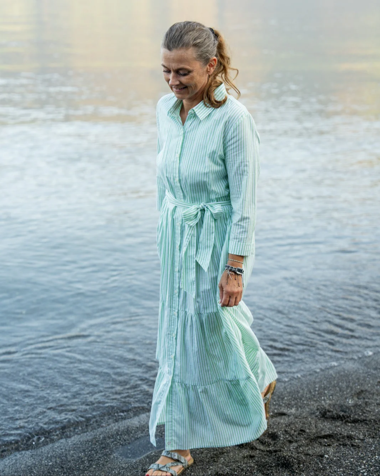 Kleid JADE Grün gestreift