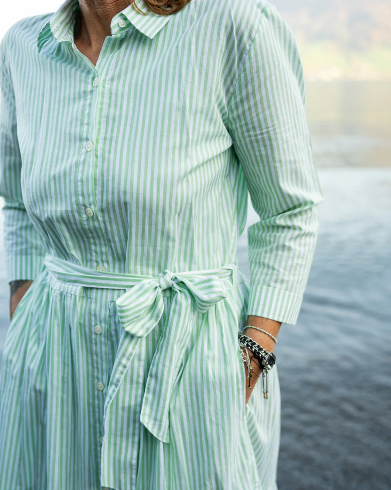 Kleid JADE Grün gestreift